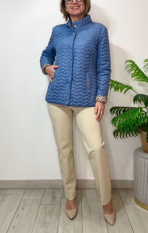 Giacca primavera imbottita colore oro blu e denim