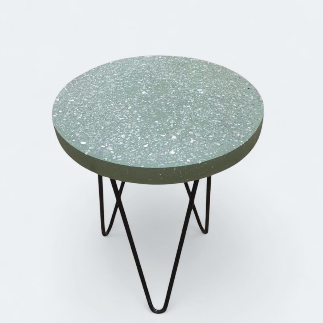 Olive Green Terrazzo Side Table