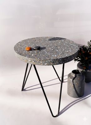 Dark Grey Terrazzo Side Table