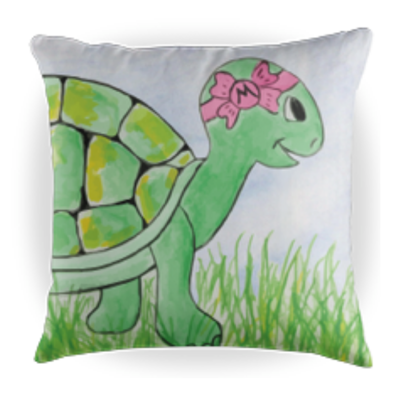 Myrtle the Turtle - Kids Turtle Pillow - 16 x 16 Children's Decorative Pillows - Kids Throw Pillows