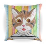 Henry the Cat - Kids Cat Pillow - 16 x 16 Children's Decorative Pillows - Kids Throw Pillows