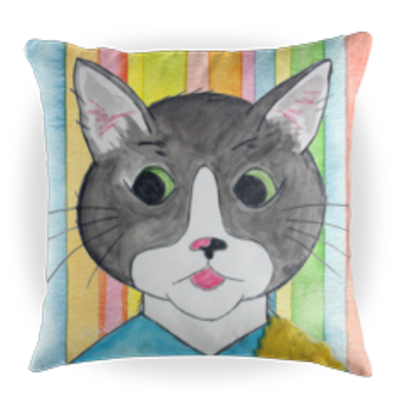 Cappy the Cat - Kids Cat Pillow - 16 x 16 Children's Decorative Pillows - Kids Throw Pillows