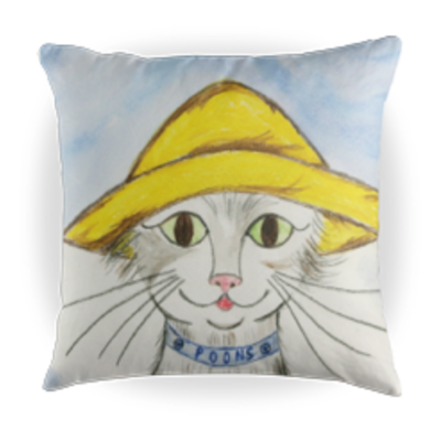 Oliver Poons the Cat - Kids Cat Pillow - 16 x 16 Children's Decorative Pillows - Kids Throw Pillows