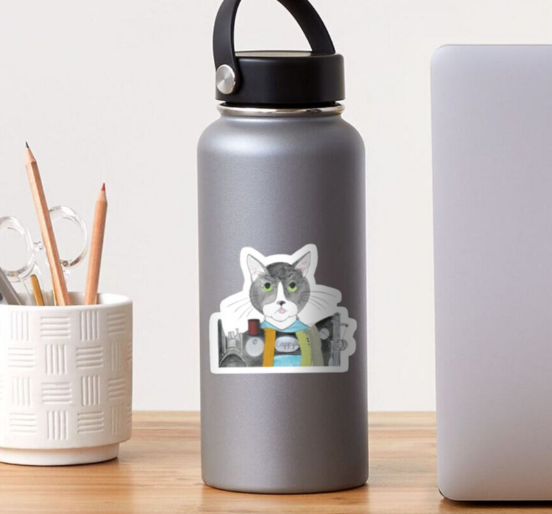 Cappy the Cat 3.2 x 2.7 Inch Vinyl Sticker