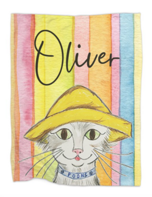 Oliver Poons Character Blanket - 30 x 40 Cat Print Fleece Blanket - Comfort Blanket - Cat Toddler Blanket - Kids Cat Blanket