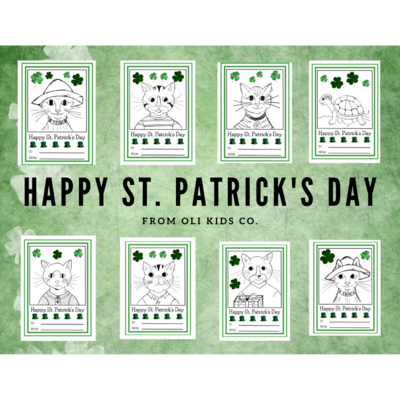 Oli Kids Co St.Patrick's Day Cards for Kids, Kids St. Patrick's Day Coloring, Digital Download, St. Patty's Day Cards for Classrooms