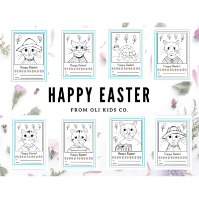 Oli Kids Co Happy Easter Cards for Kids, Kids Easter Coloring, Digital Download, Easter Cards