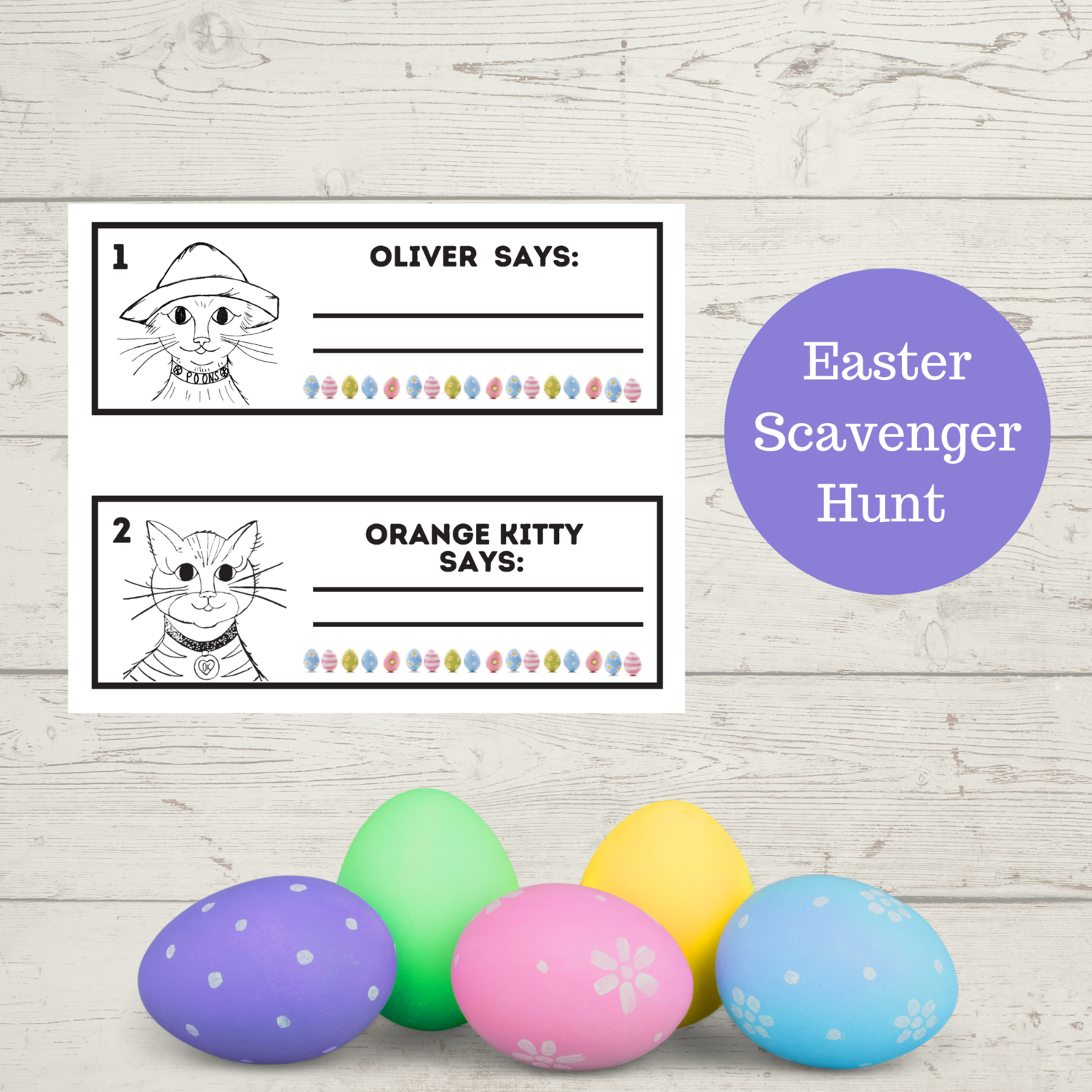 Oli Kids Co Easter Game Scavenger Hunt for Kids, Easter Games Printable for Toddlers, Preschool, & Kids, Scavenger Hunt Clue Strip Cards
