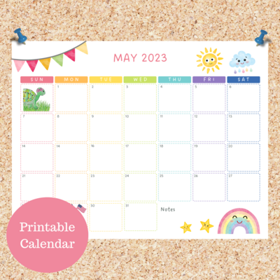 Oli Kids Co May 2023 Printable Calendar, Downloadable Calendar, Cat Calendar, Instant Download, Print at Home