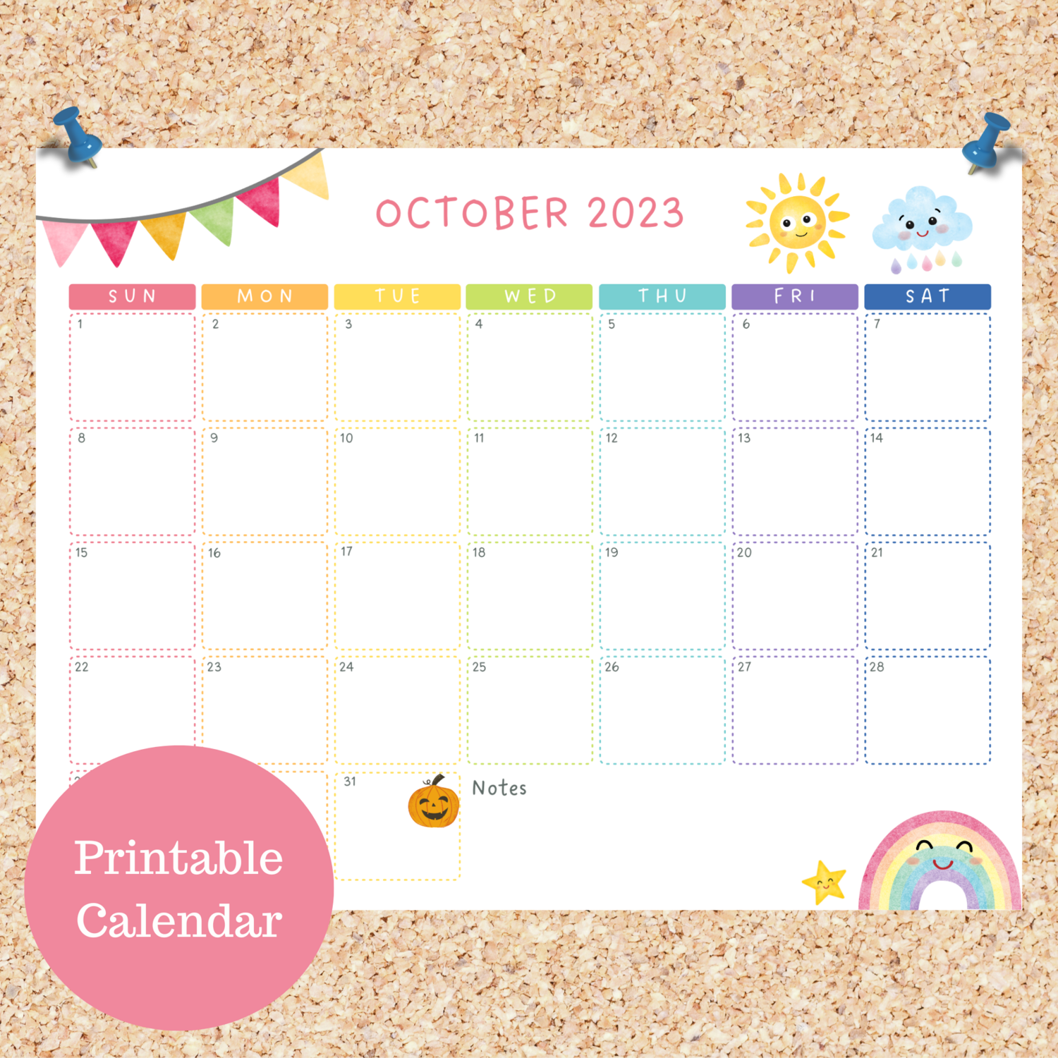 Oli Kids Co October 2023 Printable Calendar, Downloadable Calendar, Cat Calendar, Instant Download, Print at Home