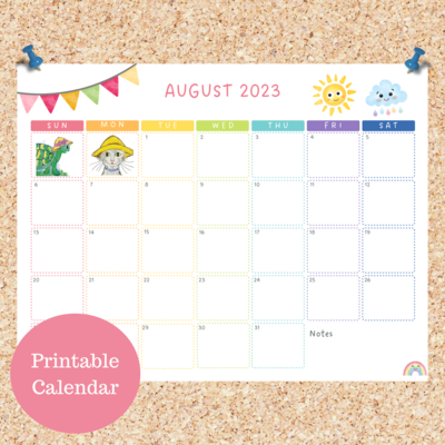 Oli Kids Co August 2023 Printable Calendar, Downloadable Calendar, Cat Calendar, Instant Download, Print at Home