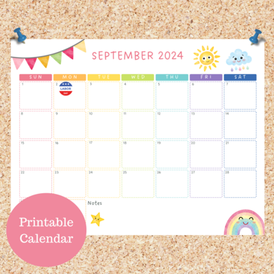 Oli Kids Co September 2024 Printable Calendar, Downloadable Calendar, Cat Calendar, Instant Download, Print at Home