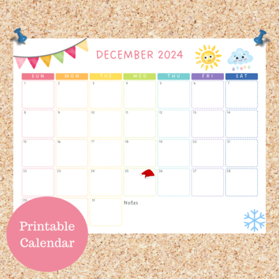 Oli Kids Co December 2024 Printable Calendar, Downloadable Calendar, Cat Calendar, Instant Download, Print at Home