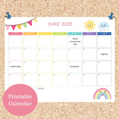 Oli Kids Co June 2025 Printable Calendar, Downloadable Calendar, Cat Calendar, Instant Download, Print at Home