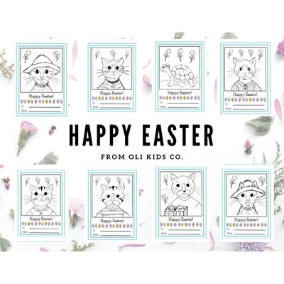 Oli Kids Co Happy Easter Cards for Kids, Kids Easter Coloring, Digital Download, Easter Cards