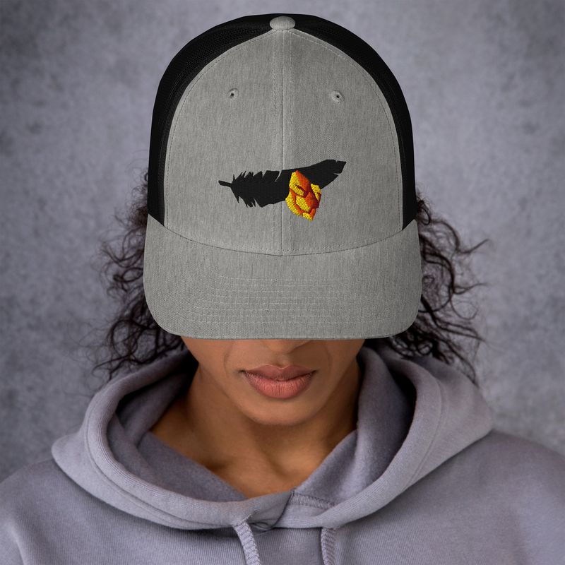 Feather Scale Embroidered Trucker Cap