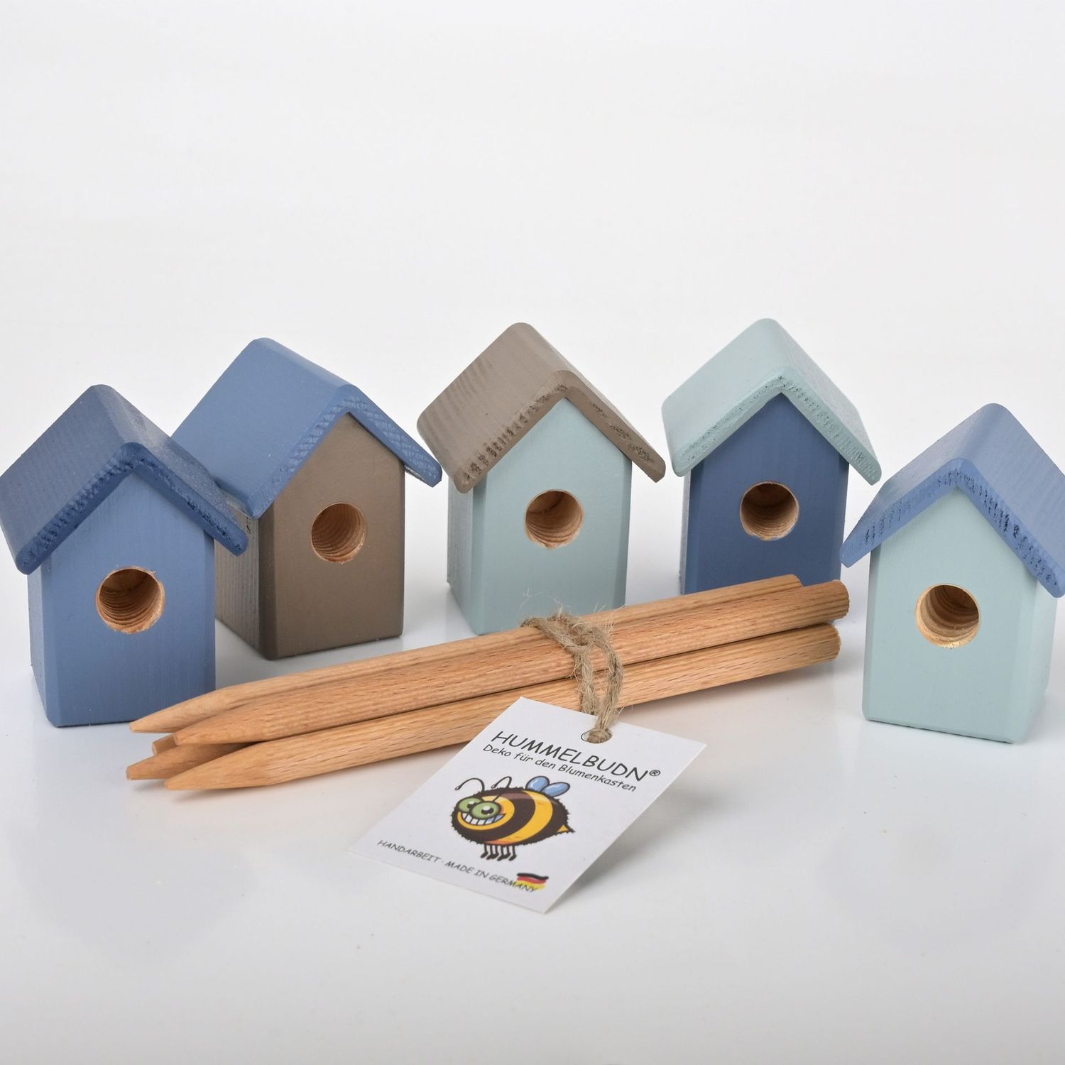 Hummelbudn 5er Set - Dekoration für den Blumenkasten, Balkon, Garten