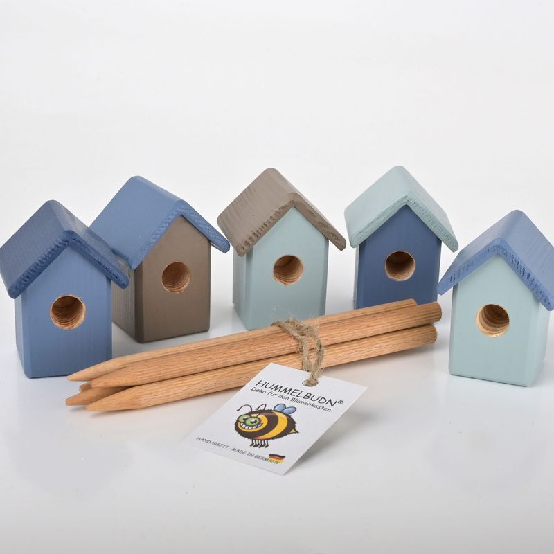 Hummelbudn 5er Set - Dekoration für den Blumenkasten, Balkon, Garten