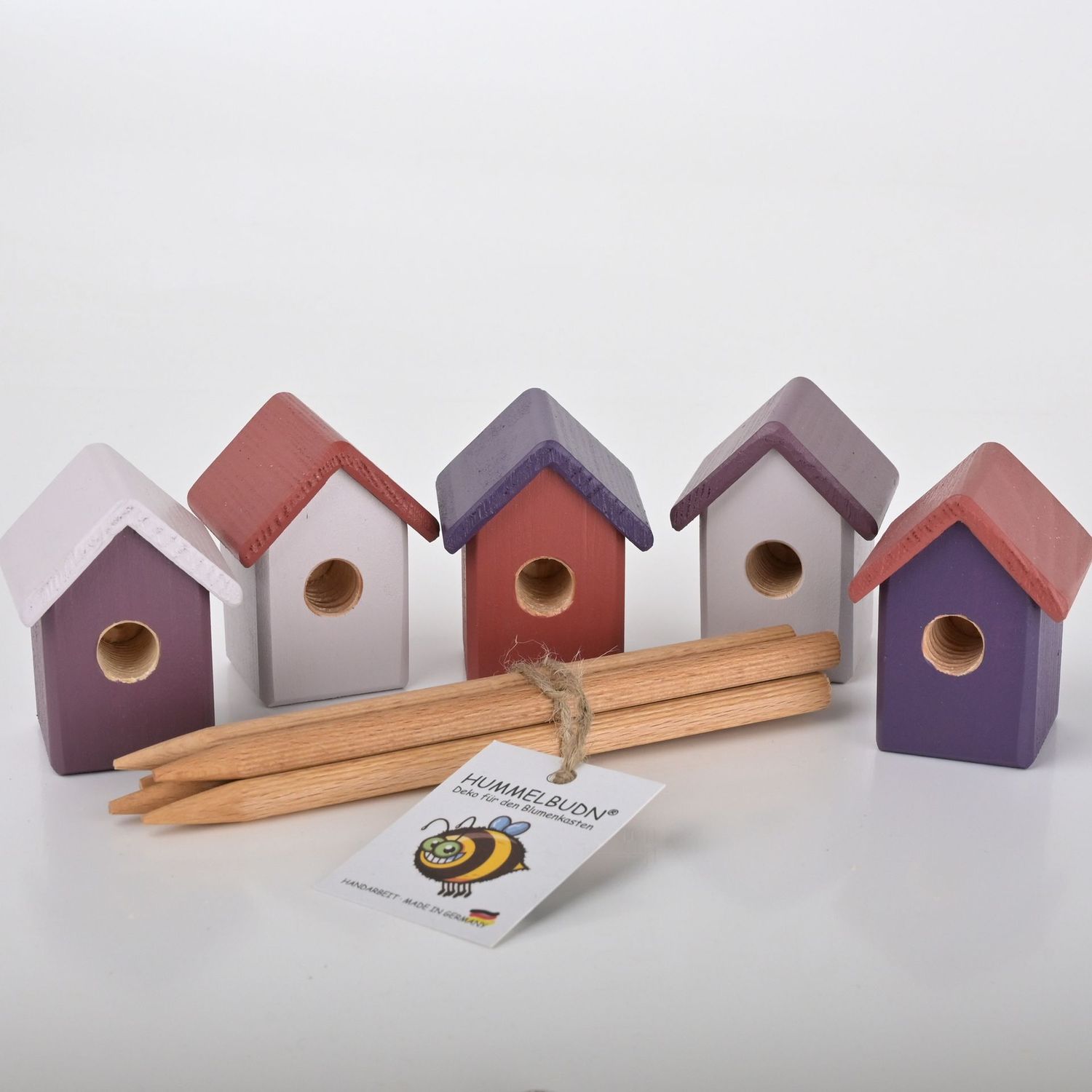Hummelbudn 5er Set - Dekoration für den Blumenkasten, Balkon, Garten
