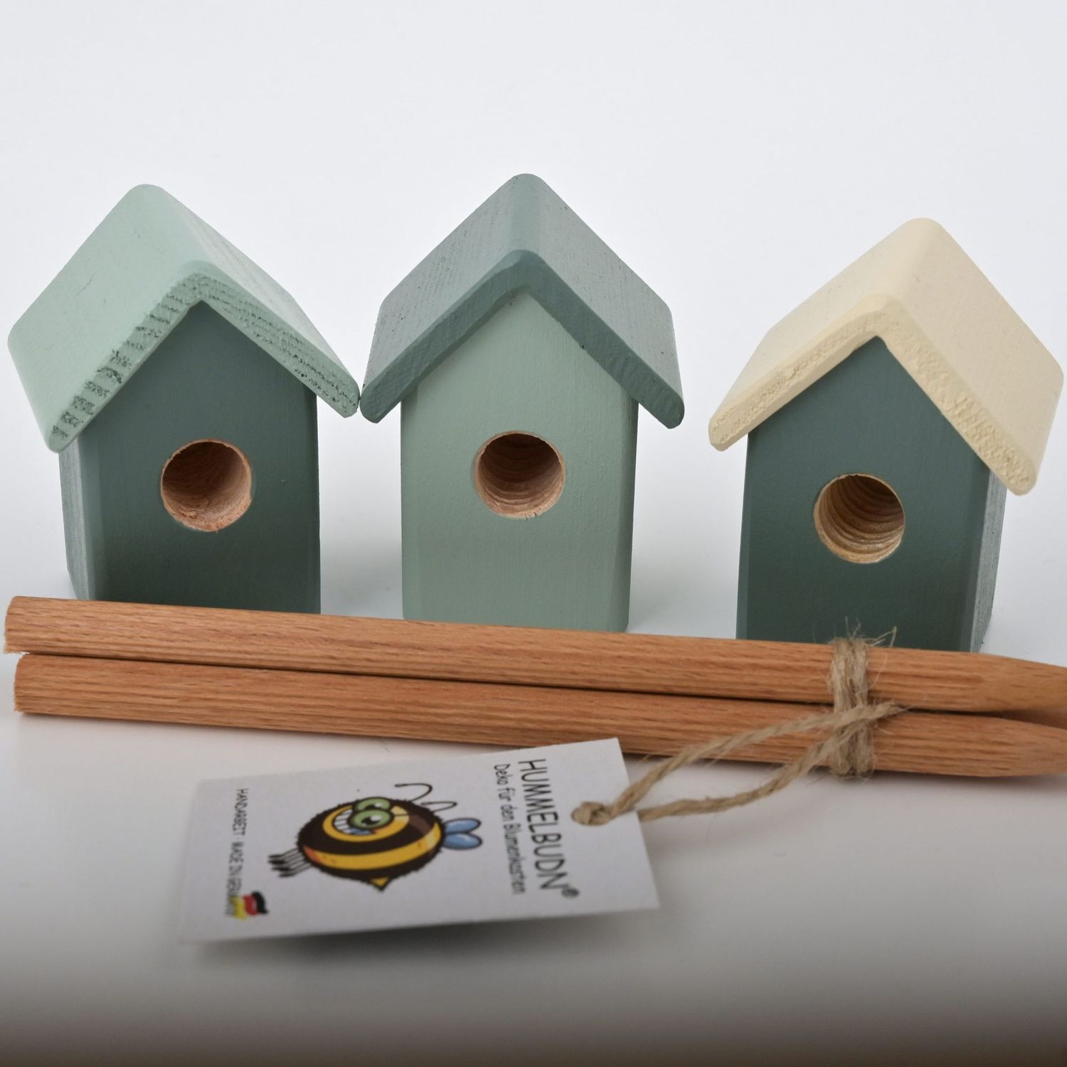 Hummelbudn 3er Set - Dekoration für den Blumenkasten, Balkon, Garten - Set 9