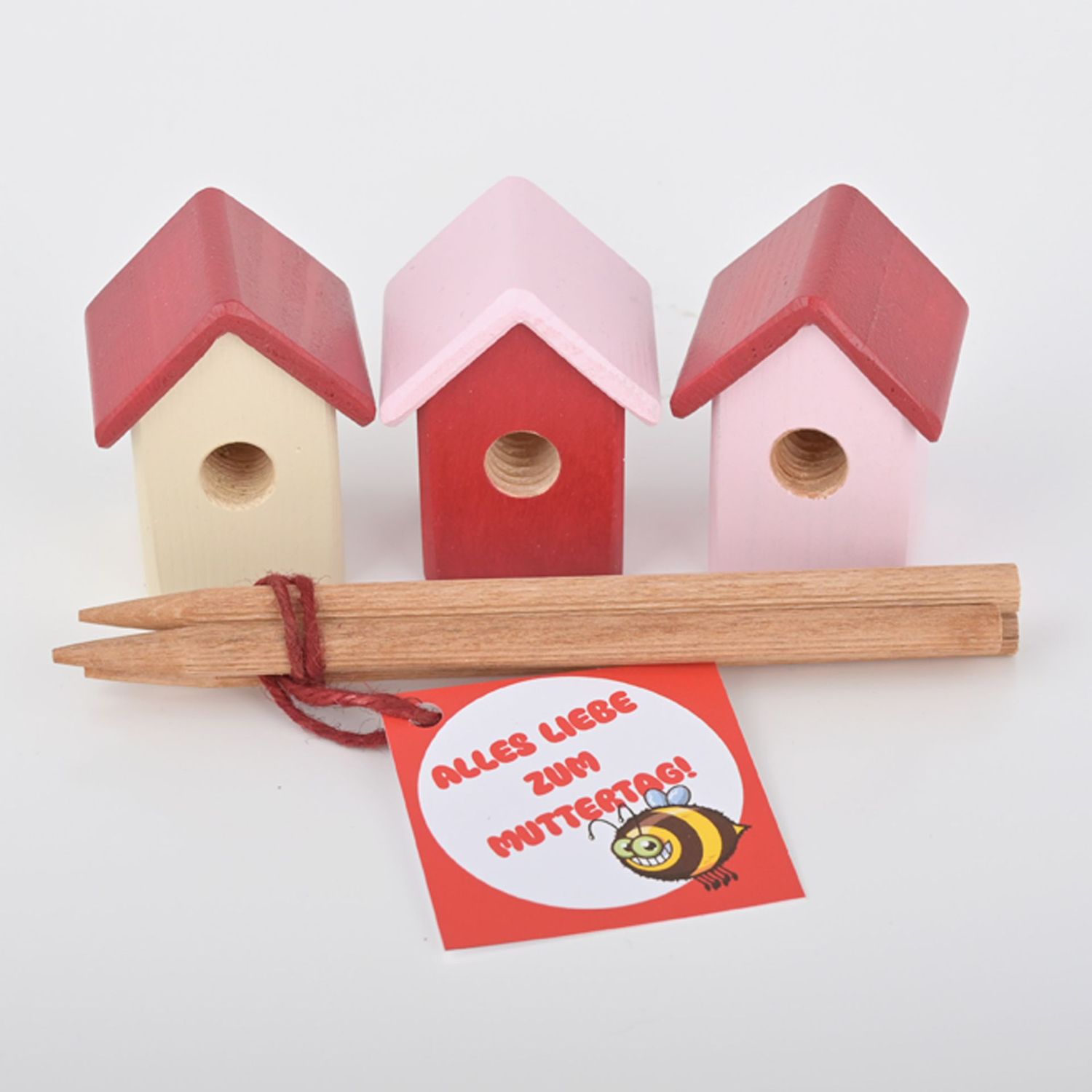 Muttertag Hummelbudn 3er Set - Dekoration für den Blumenkasten, Balkon, Garten - Set MU1