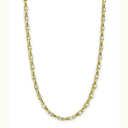 JEWELlux® Brass Necklace Gold Women AAA Grade CZ Clear