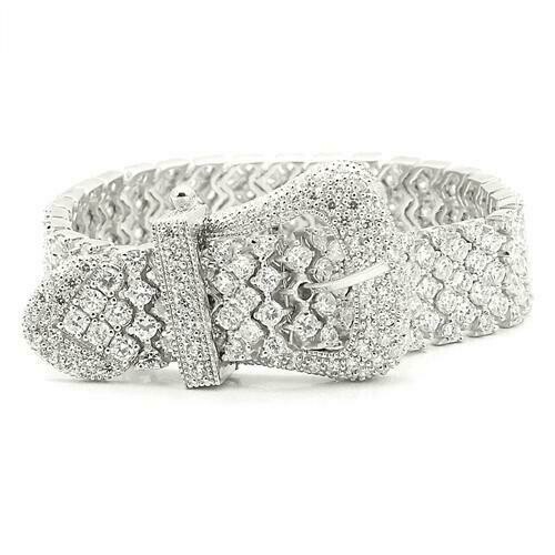 JEWELlux® Sterling Silver Bracelet Rhodium Women AAA Grade CZ Clear