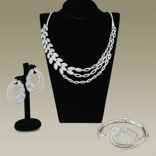 JEWELlux®  Jewelry Sets Rhodium Women AAA Grade CZ Clear