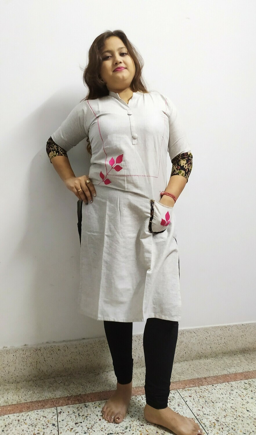 Nandonik Grey Kurti with pocket
