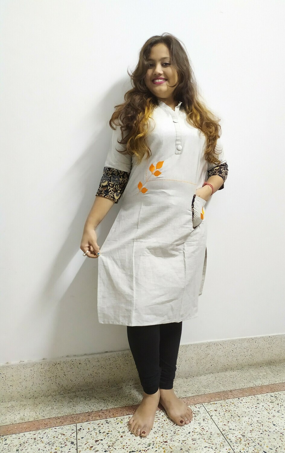 Nandonik Grey Kurti with pocket