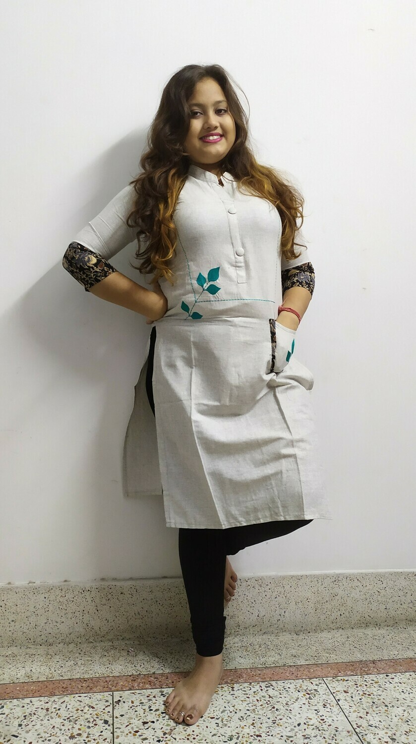 Nandonik Grey Kurti with pocket