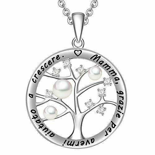 LOVORDS Collana Donna Incisa Personalizzata Argento Sterling 925 Pendente Ciondolo Albero della Vita Famiglia