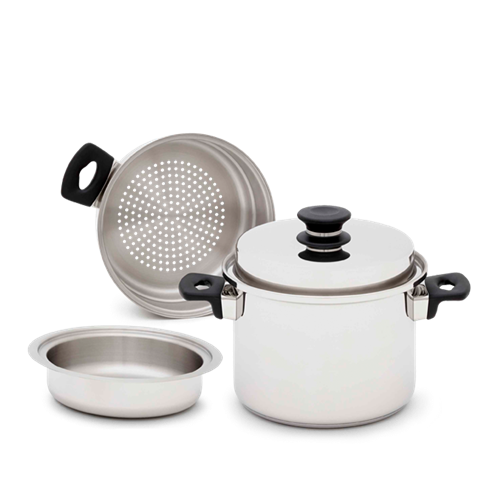 iCOOK 4 Litre Stock Pot And Lid, Double Boiler Inset And Steamer (4 Pieces) iCOOK 4 Litre Stock Pot And Lid, Double Boiler Inset And Steamer (4 Pieces)