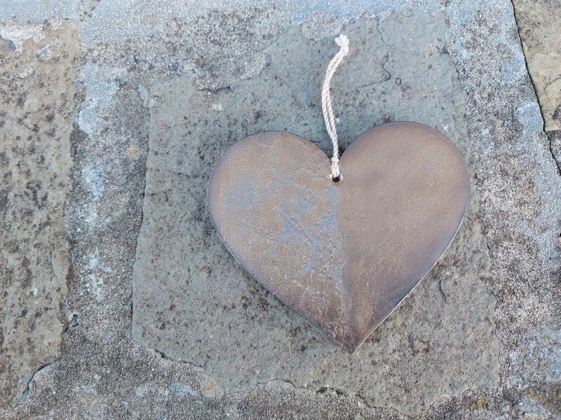 Handmade Ceramic Lace embossed Heart  - Gold