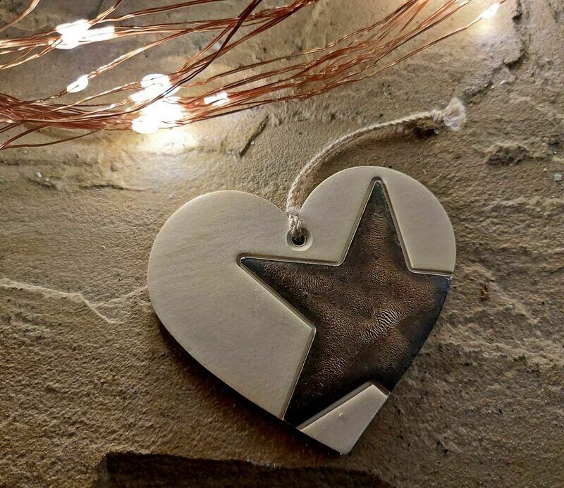 Handmade Ceramic Heart & Gold Star