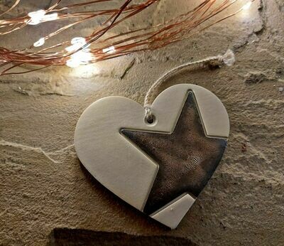 Handmade Ceramic Heart & Gold Star Handmade Ceramic Heart & Gold Star