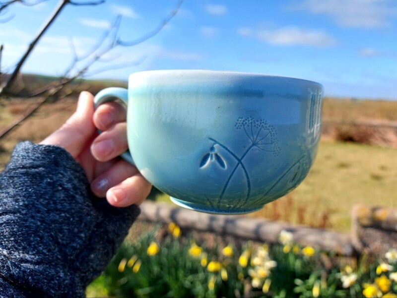 Handmade Bespoke Snowdrop Cappuccino Cup