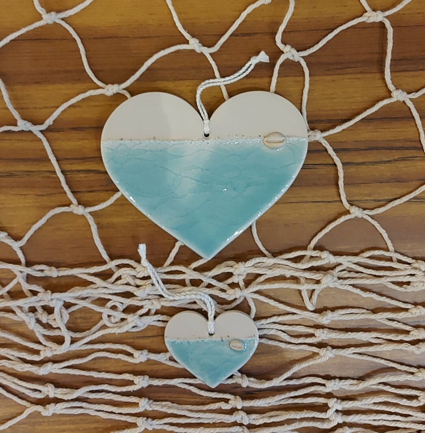 Handmade Ceramic 'Reflections Bay' Hearts
