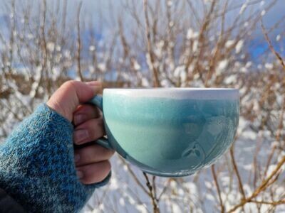 Handmade Bespoke Snowdrop Cappuccino Cup