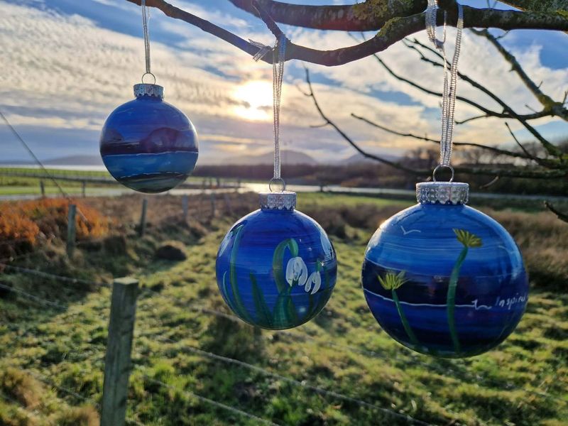 Bespoke Snowdrop & Hoy Baubles by Fishing Float Art Bespoke Snowdrop & Hoy Baubles by Fishing Float Art