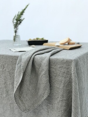 Black Pin Stripe Linen Kitchen Towel