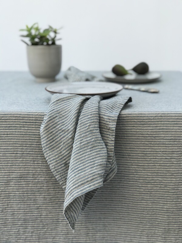Blue Pin Stripe Linen Kitchen Towel