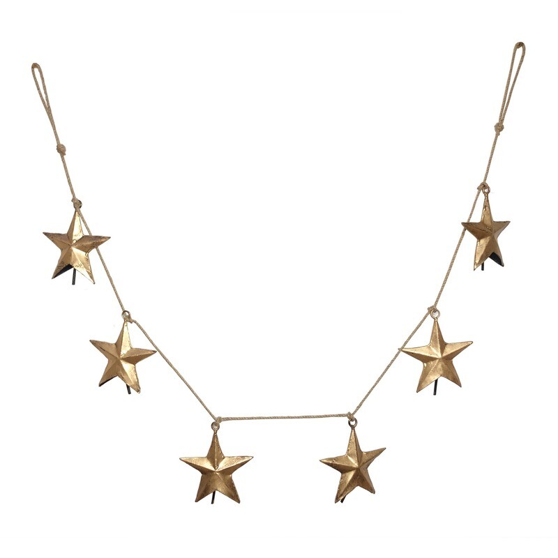 Handmade Metal Christmas Star Bell Garland