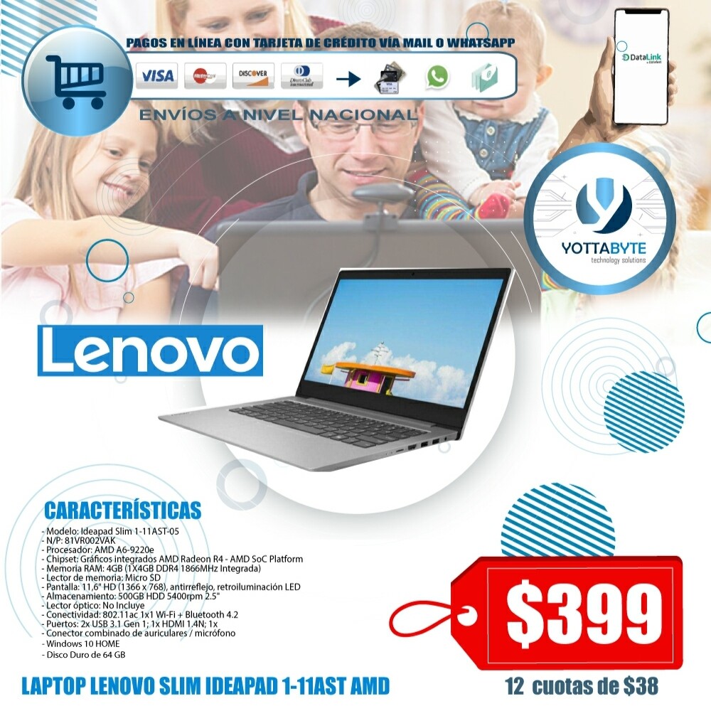Laptop LENOVO Ideapad Slim AMD 4GB RAM  4 GB DD
