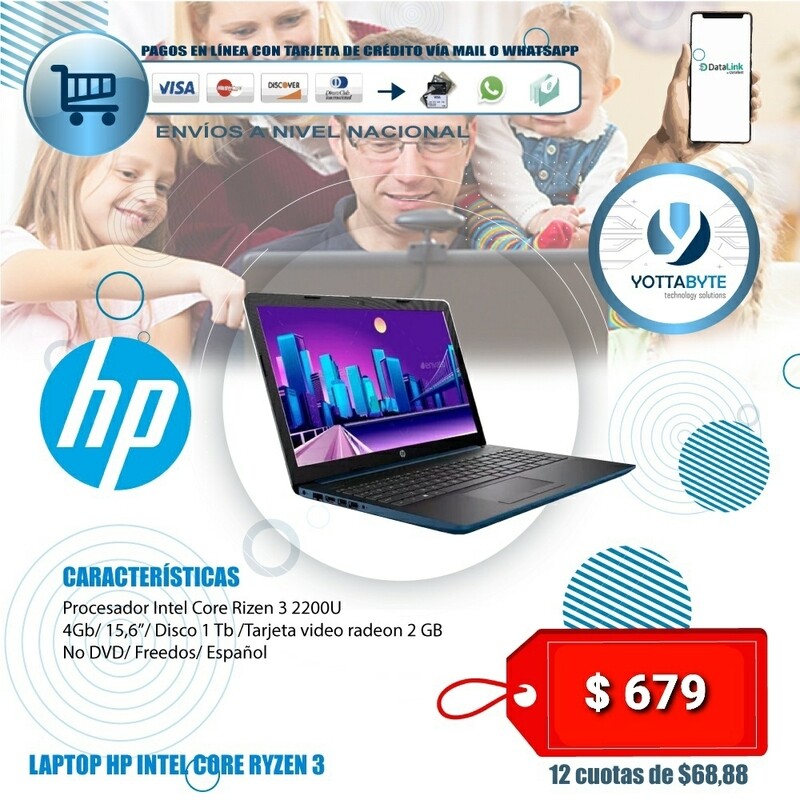 Laptop HP intel core Ryzen 3 4GB RAM 1TB DD