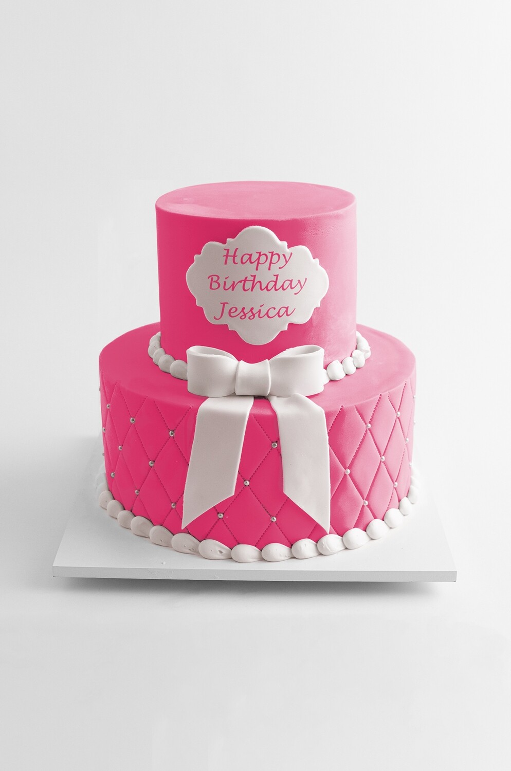 Bows and Pearls 2 Tier Cake