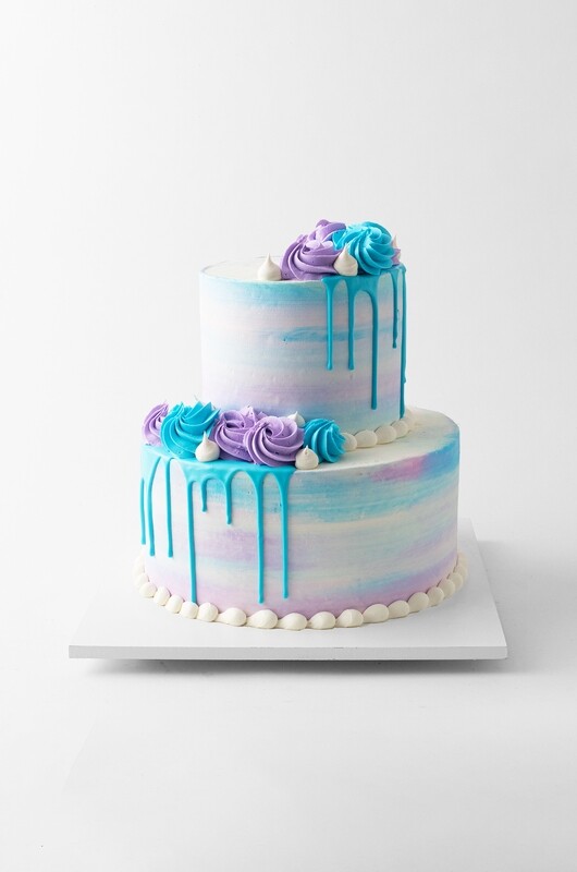 Wild Watercolors 2 Tier Cake
