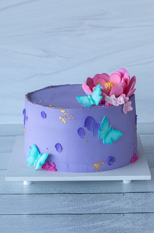 Purple Lotus Cake 10 Inch Round Cake