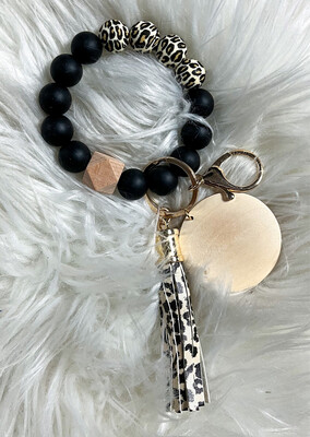 Leopard Silicone & Wood Bracelet