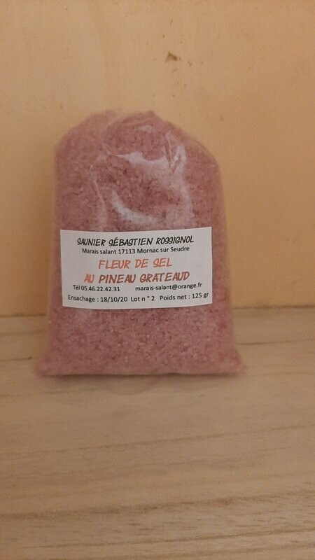 Fleur de sel au Pineau des Charentes sachet 125gr Fleur de sel au Pineau des Charentes sachet 125gr